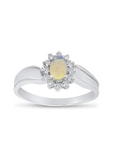 nice white gold oval opal gemstone baby birthstone ring